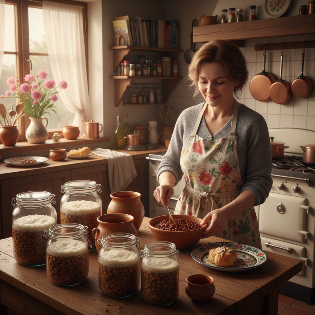 Domowa produkcja natto w polskiej kuchni – naturalna scena, fermentacja soi