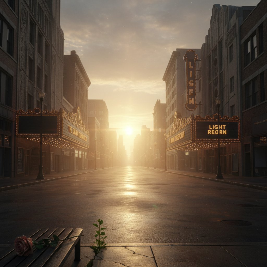 Hope after loss—cinema’s ultimate gift, hopeful sunrise over empty city street