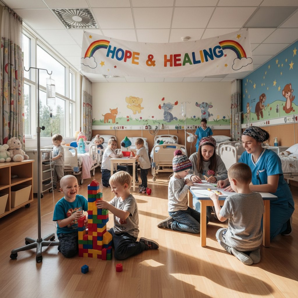 Zdjęcie szpitalnego oddziału onkologii dziecięcej – symboliczne zestawienie statystyk i rzeczywistości