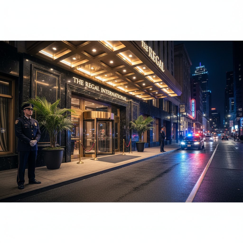 Wejście do hotelu z monitoringiem i ochroną – bezpieczne noclegi blisko barów