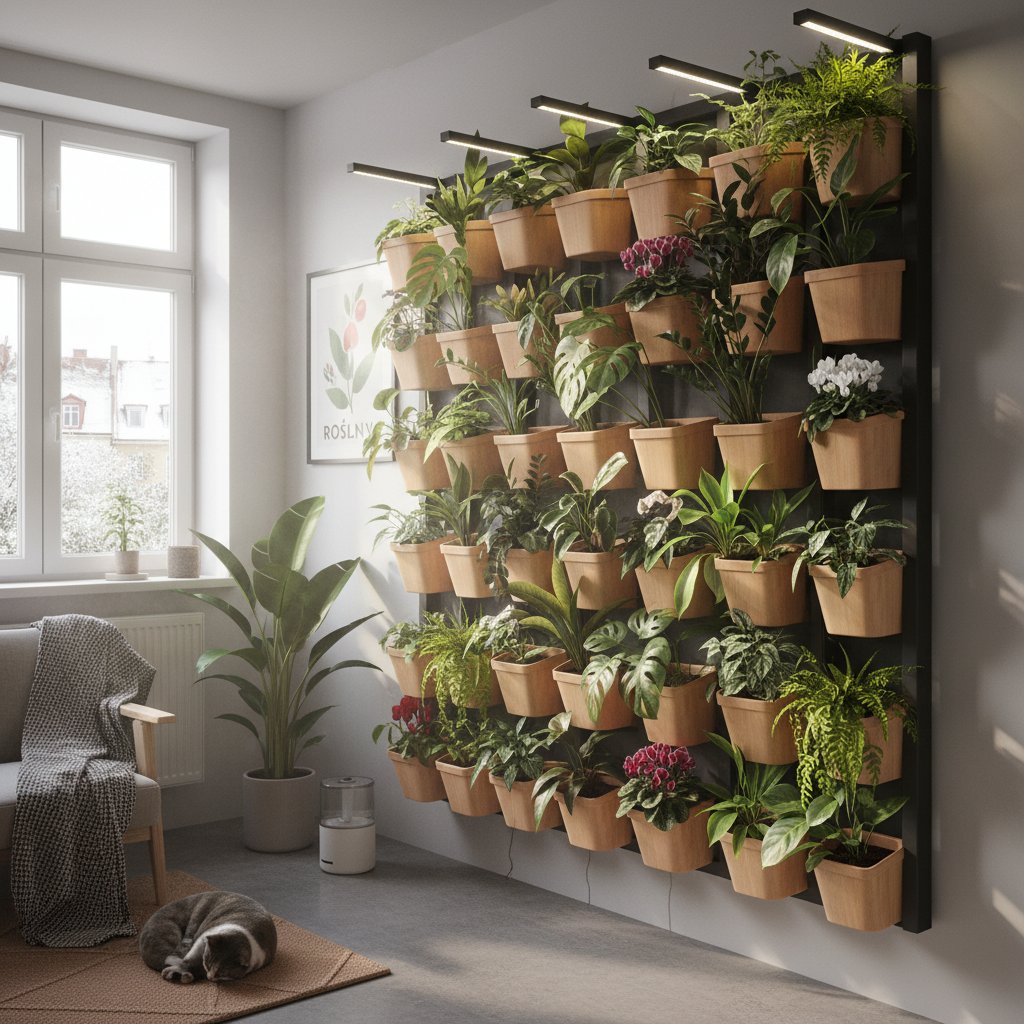 Różnorodne rośliny doniczkowe wybrane do ogrodu wertykalnego w polskich warunkach