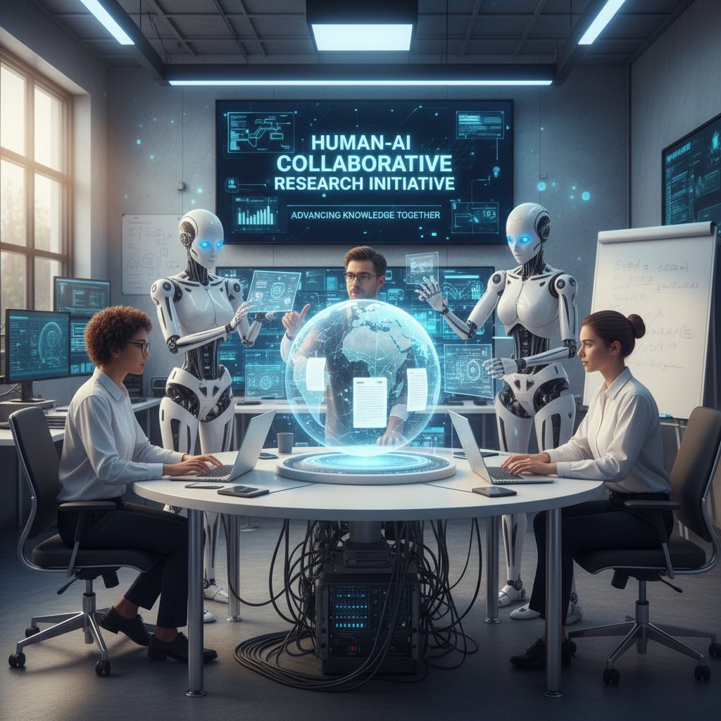 Collaborative online academic research process: diverse team of humans and AI co-developing a research project