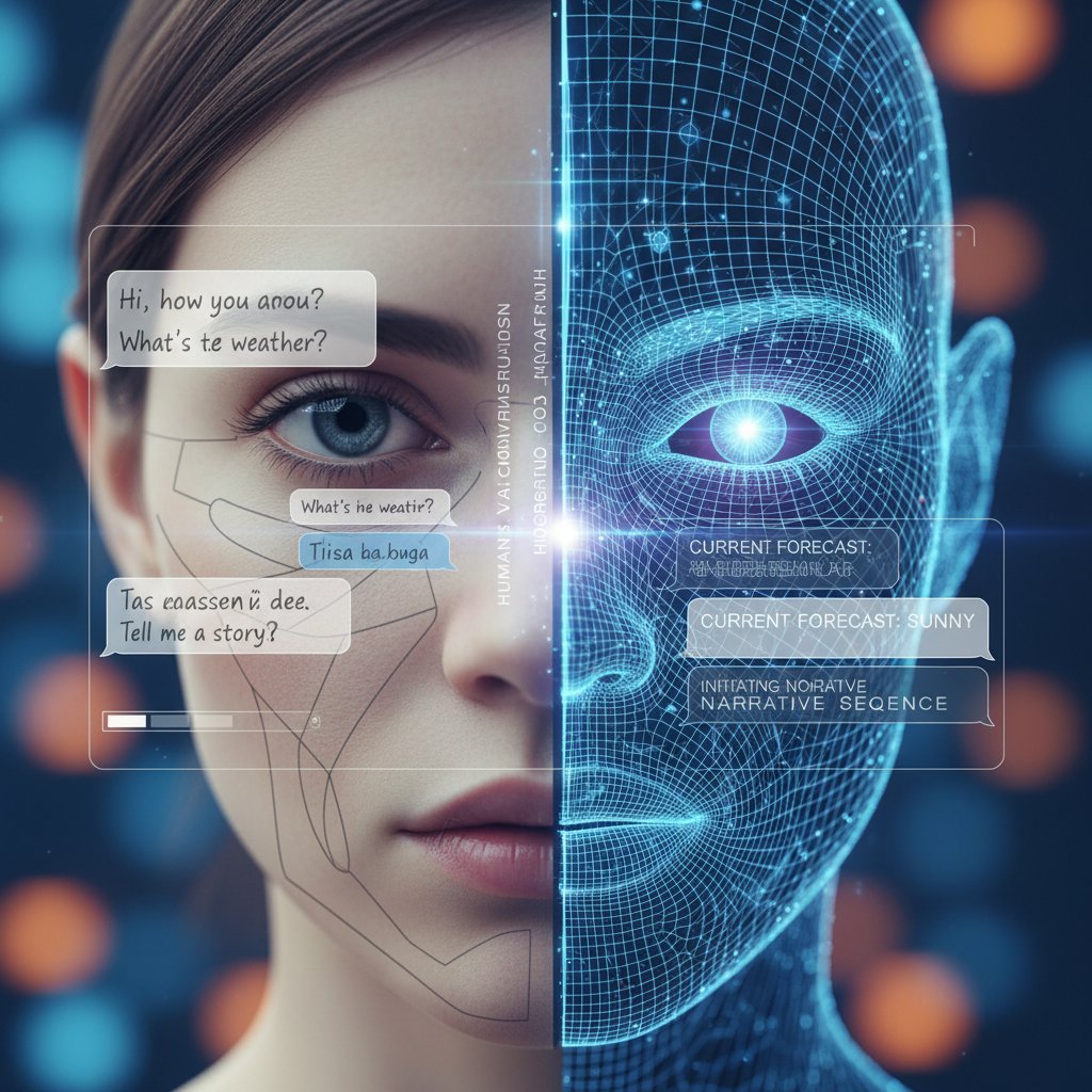 Porównanie twarzy człowieka i sztucznej inteligencji podczas rozmowy online