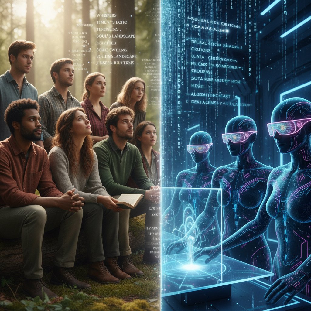 Ludzie i AI odbierający poezję na dwa sposoby