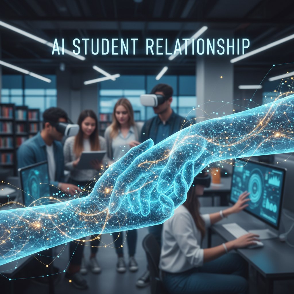 Dłoń człowieka i cyfrowy awatar – symbol relacji uczeń-sztuczna inteligencja