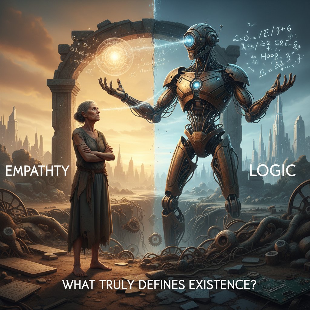 Człowiek kontra robot w filozoficznej konfrontacji – symbol fundamentalnych różnic