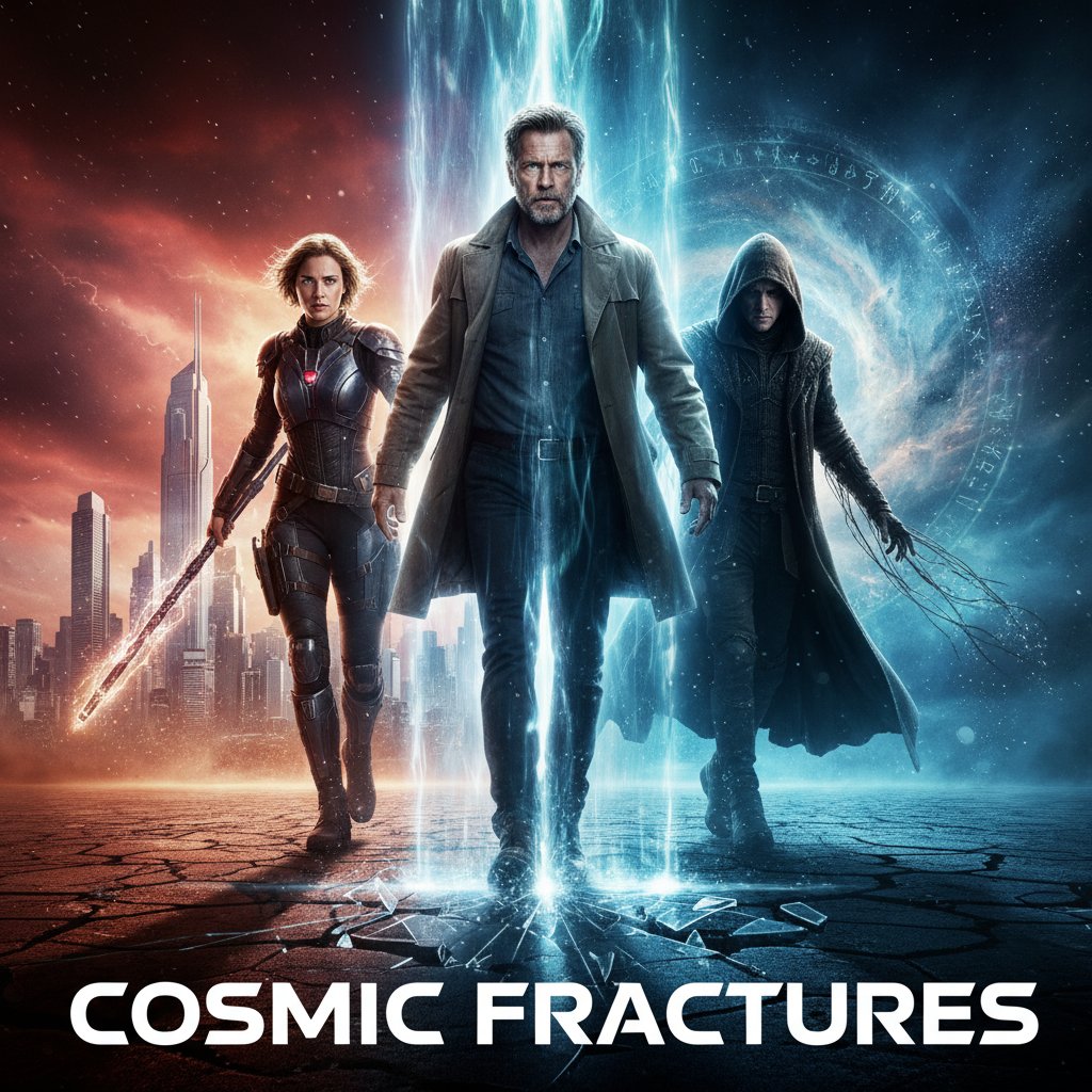 Iconic movie still reimagined with characters stepping between realities, dramatic lighting, movie parallel universe movies