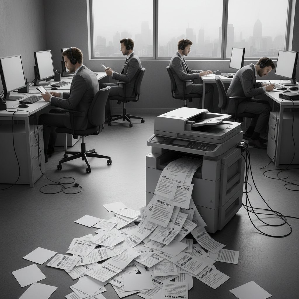 Recipients ignore mass-produced template emails, highlighting the cold, disconnected feel of copy-paste communication in digital correspondence