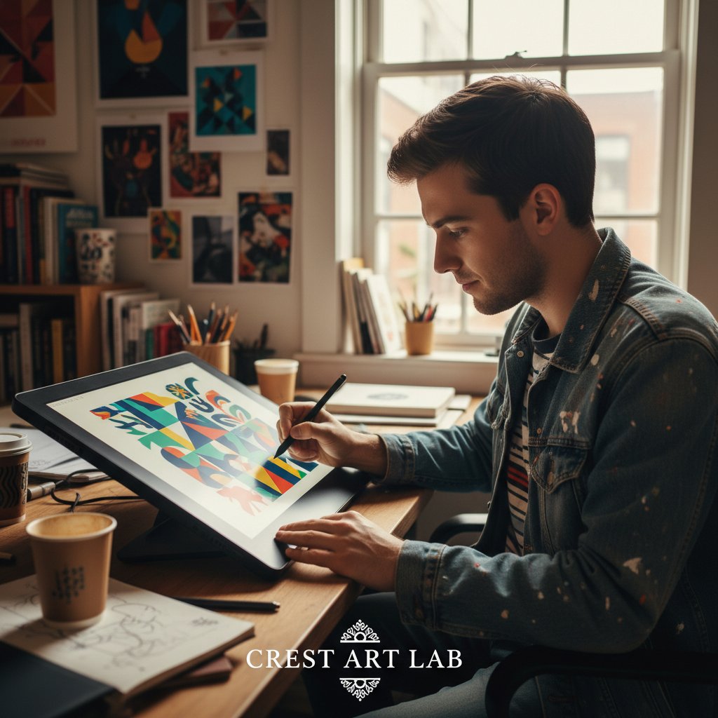 Kreatorka pracująca z tabletem nad oryginalną ilustracją dla marki