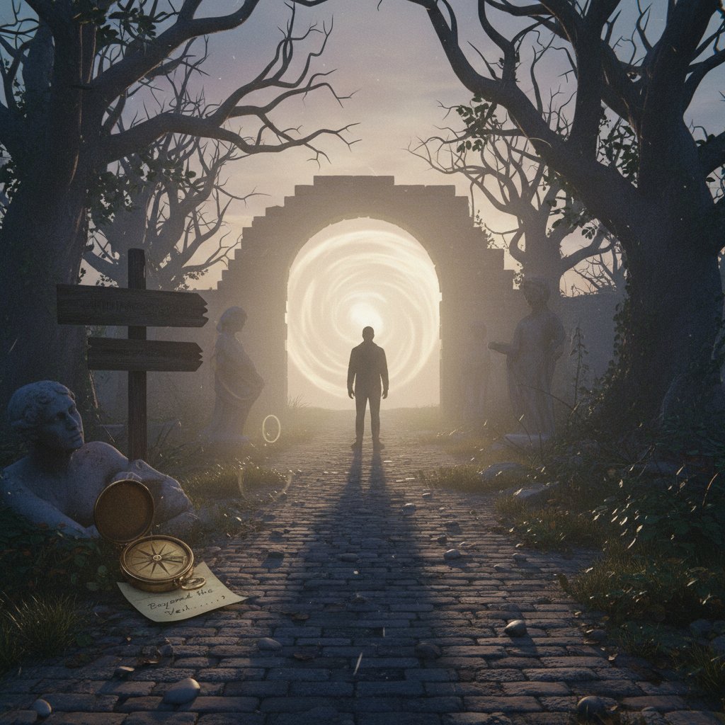 Indie film with enigmatic ending, moody mysterious film still with ambiguous characters in deep shadows