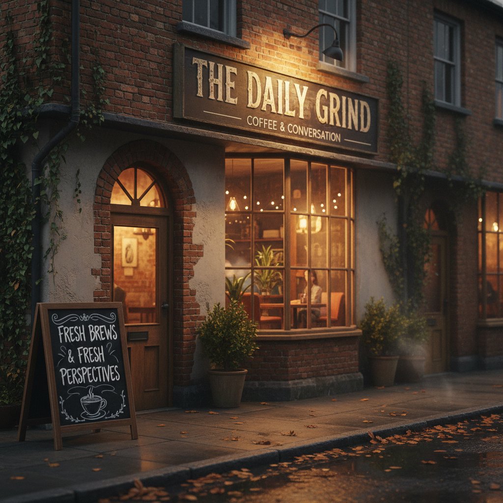 Freelance journalist with a laptop at a café, using a free news article generator online for deadline work