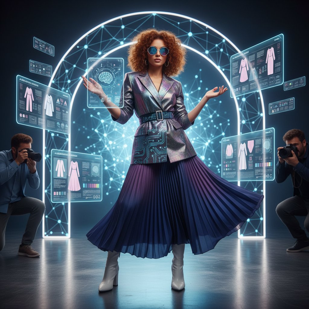 Influencerka prezentująca stylizację wybraną przez AI podczas sesji zdjęciowej