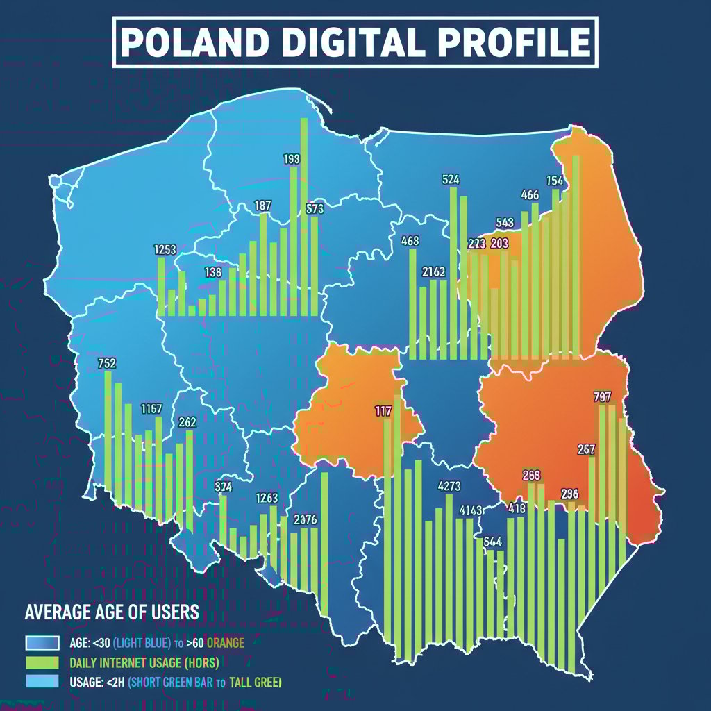Mapa Polski z danymi demograficznymi dotyczącymi stosowania klonazepamu.