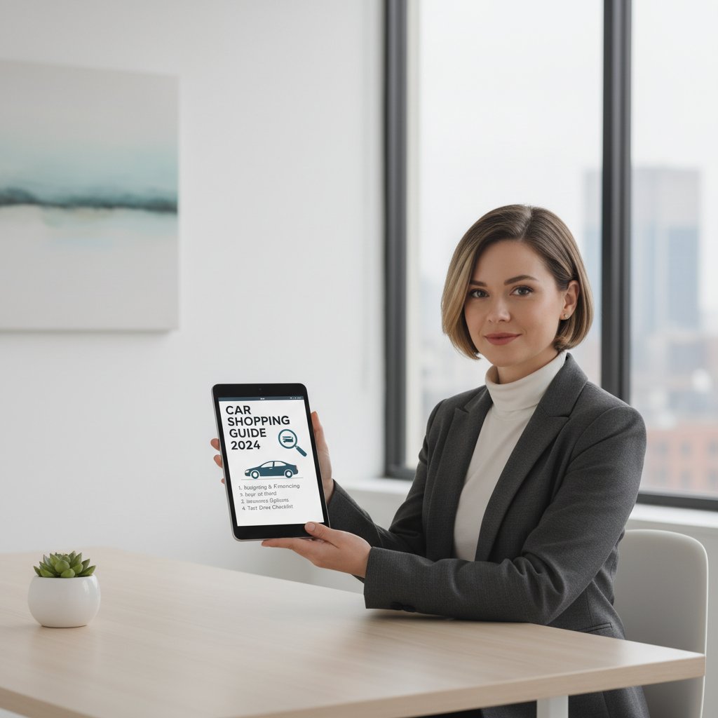 Edgy photo of an insurance agent with a digital tablet in a minimalist office, symbolizing new car insurance dynamics