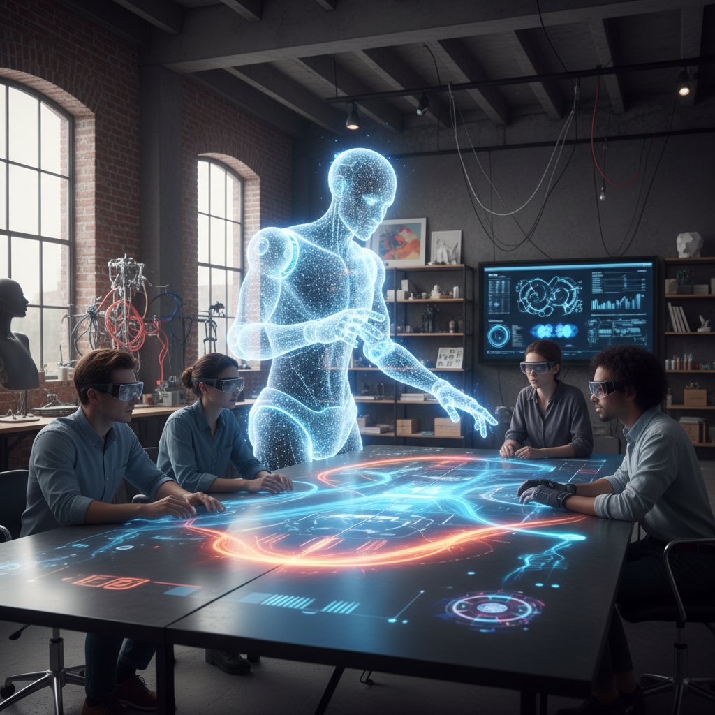 Robot interaktywny współpracujący z człowiekiem nad projektem AR, kreatywne środowisko