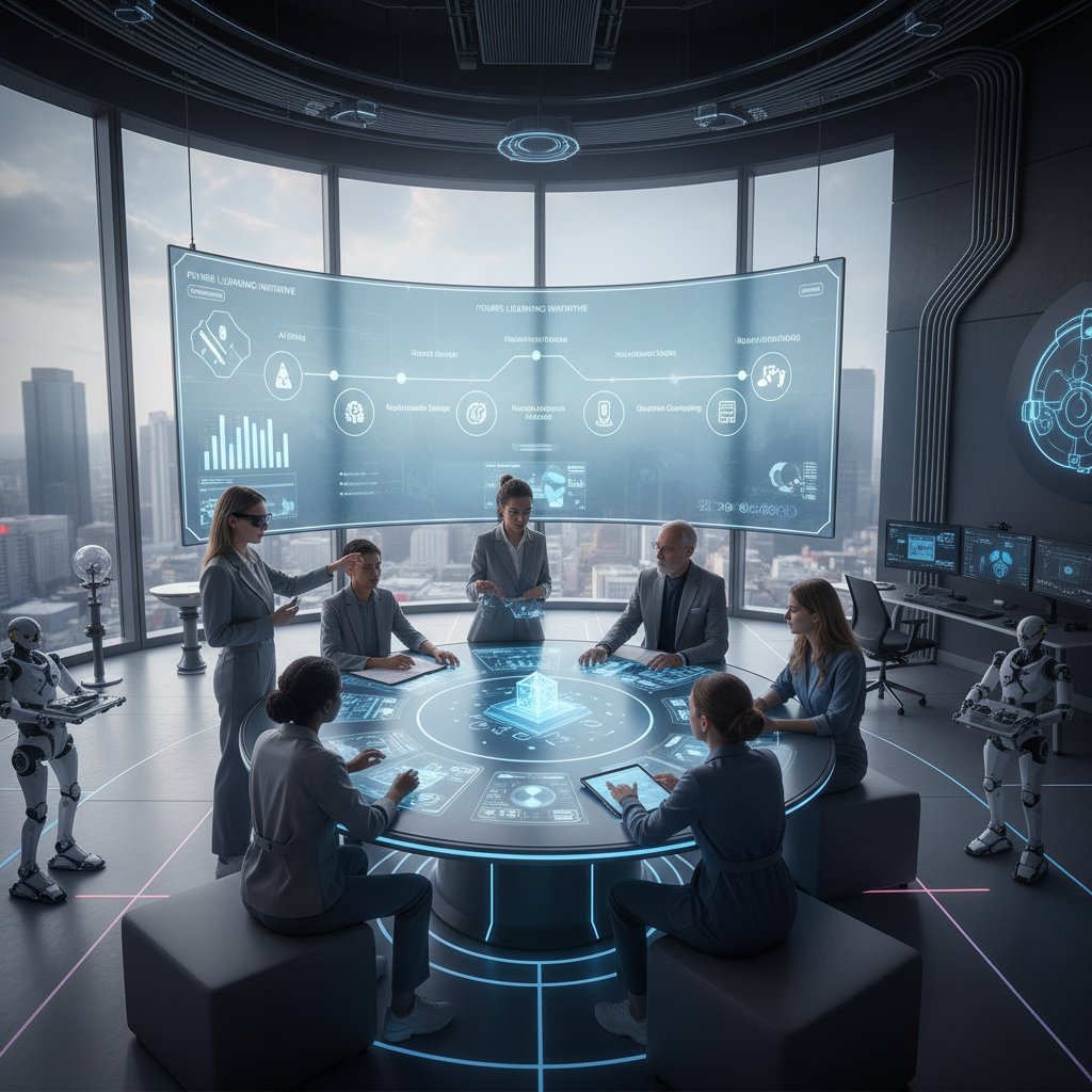 Zespół interdyscyplinarny podczas pracy nad projektem, nauka przyszłości