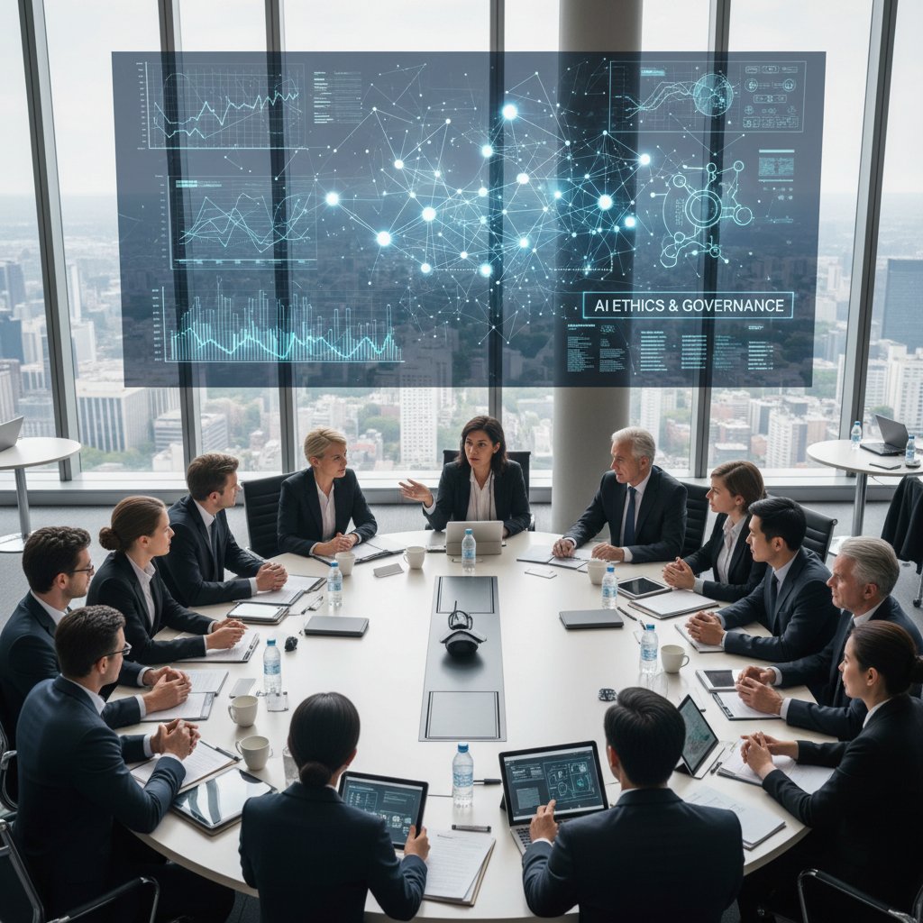 Zdjęcie międzynarodowej grupy ludzi dyskutujących o technologii AI