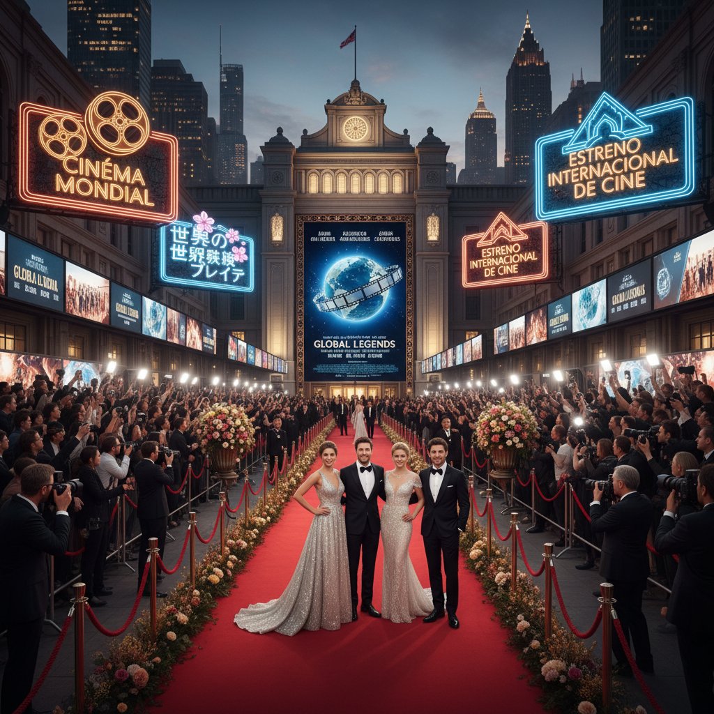 Movie premiere abroad showcasing global box office power.