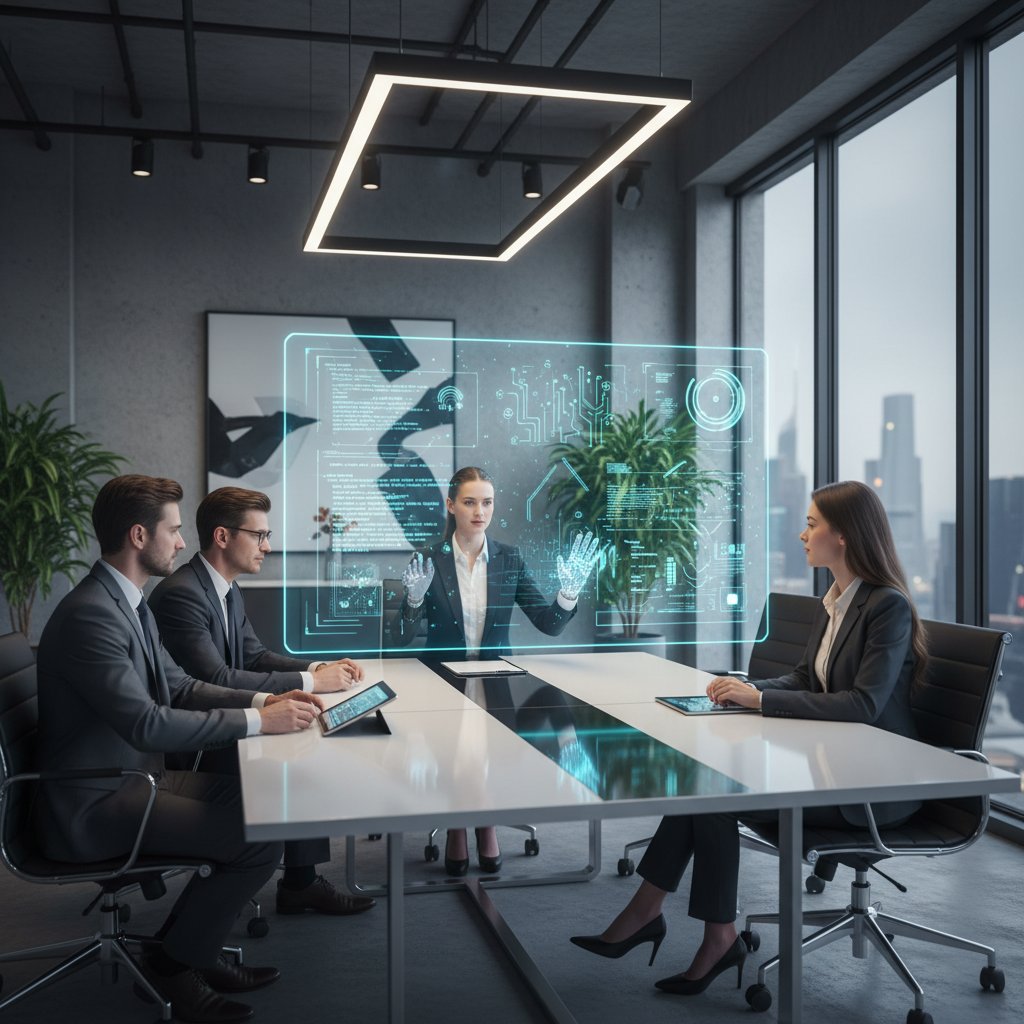 Interview panel, digital skills portfolio, modern setting