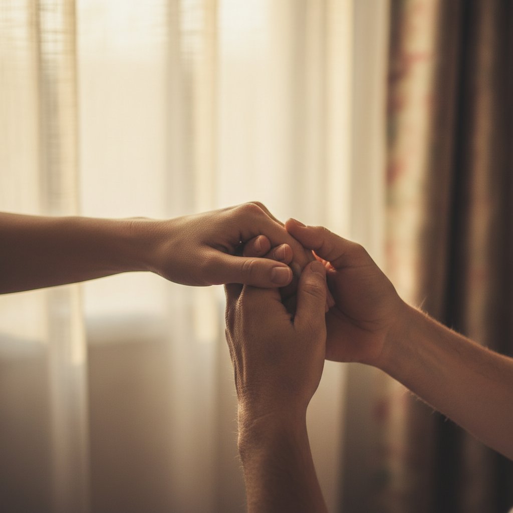 Zbliżenie dwóch dłoni – symbol intymności