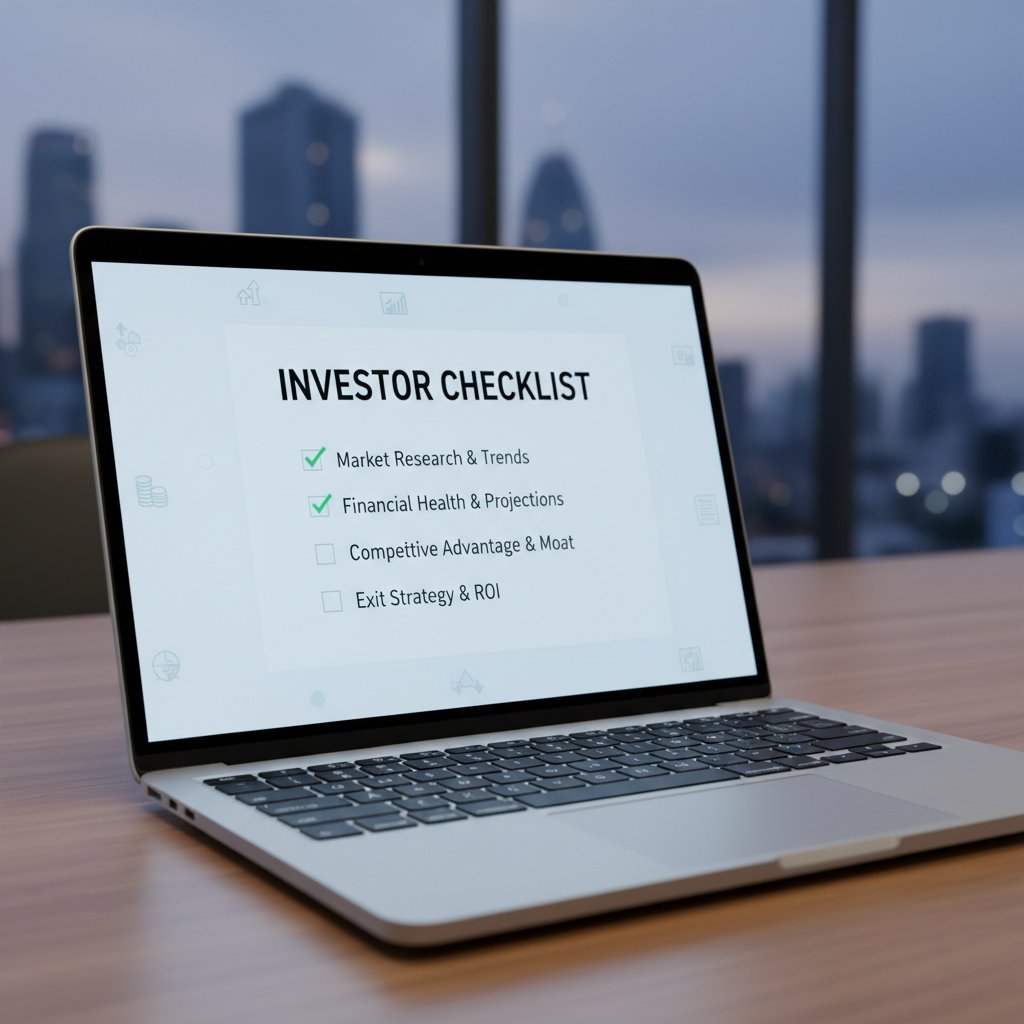 Zdjęcie osoby wpatrzonej w checklistę inwestycyjną na ekranie laptopa