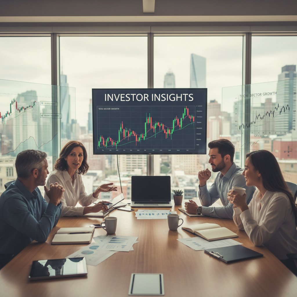 Zdjęcie grupy inwestorów dzielących się doświadczeniami podczas analizy rynku