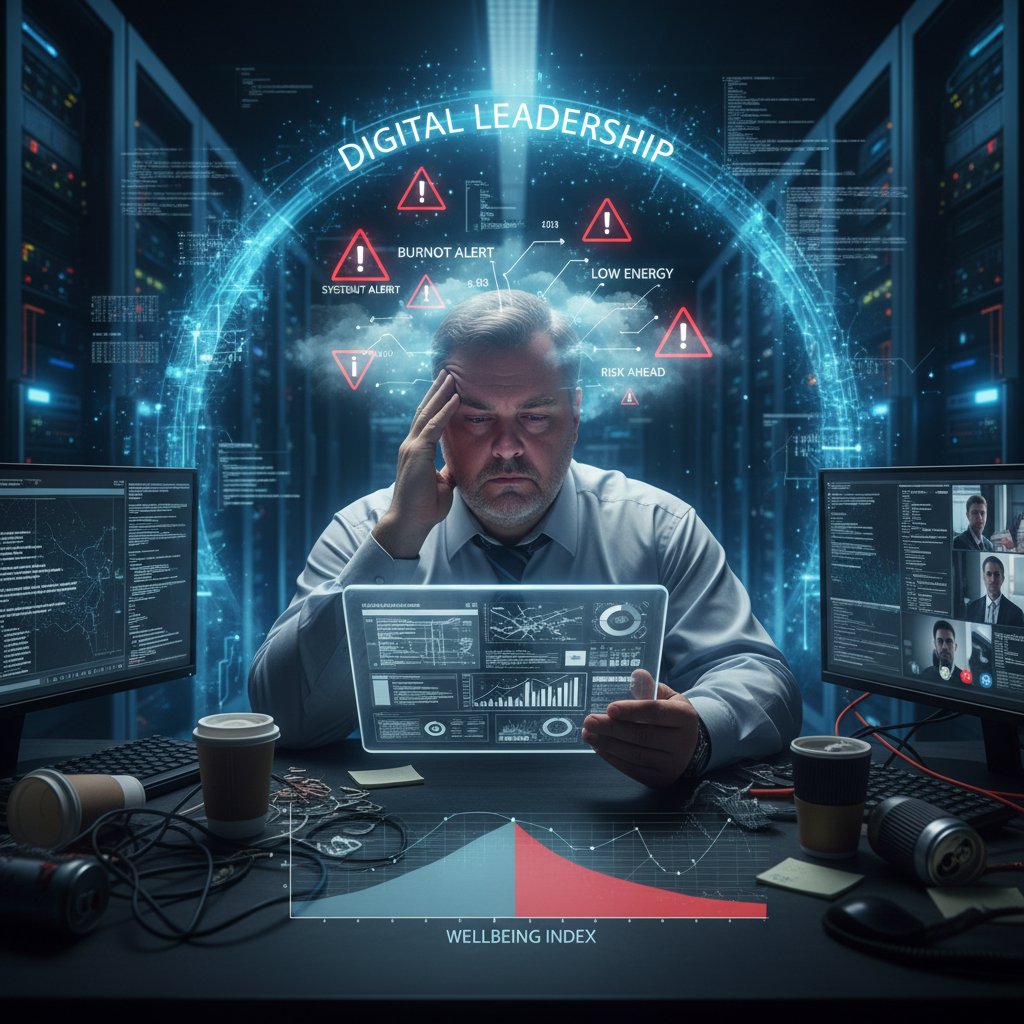 IT manager fatigue, warning signs in digital leadership, tired posture