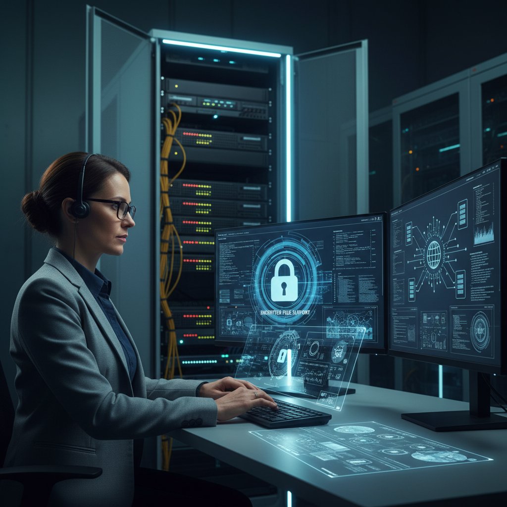 IT professional managing encrypted file support system at enterprise scale