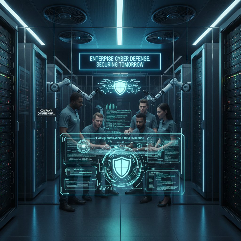 Zespół IT zabezpieczający dane firmy podczas wdrażania AI