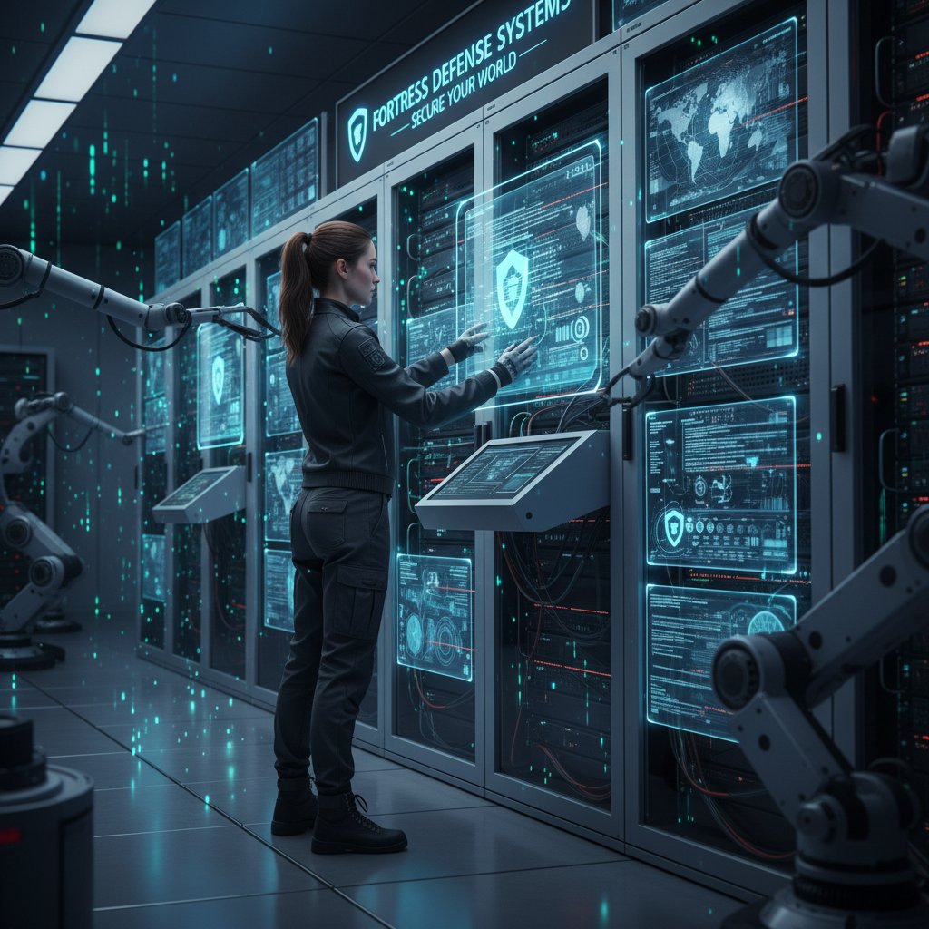 Specjalista IT implementuje nowoczesne rozwiązania ochrony danych w serwerowni