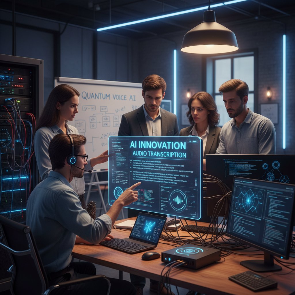 Zdjęcie zespołu IT testującego innowacyjne rozwiązania AI do transkrypcji