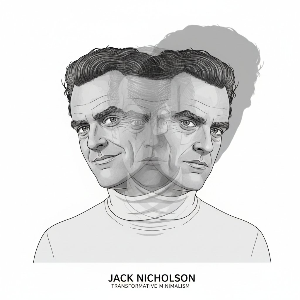 Jack Nicholson in an unusual, minimalist film role, demonstrating his range. Alt: Jack Nicholson in a transformative, lesser-known performance showing his acting range.