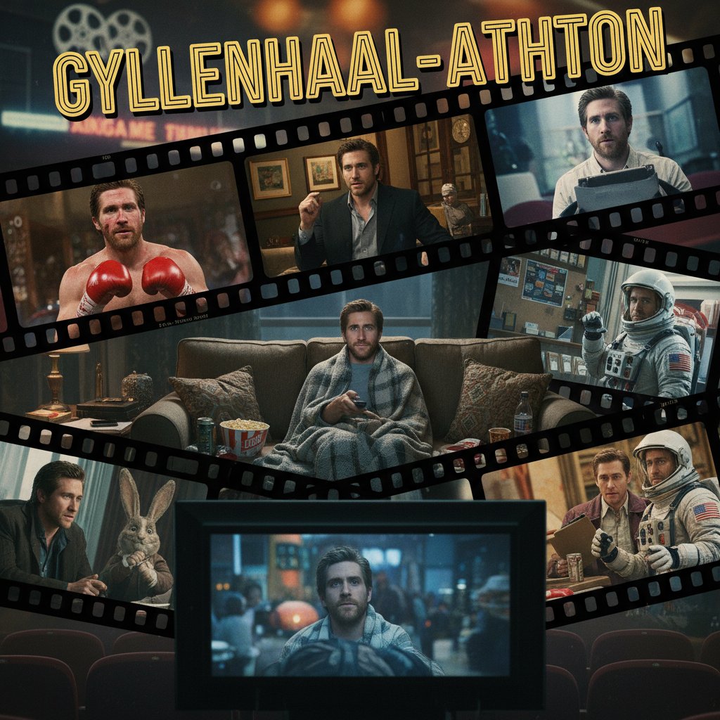 Jake Gyllenhaal movie marathon, collage of classic film scenes