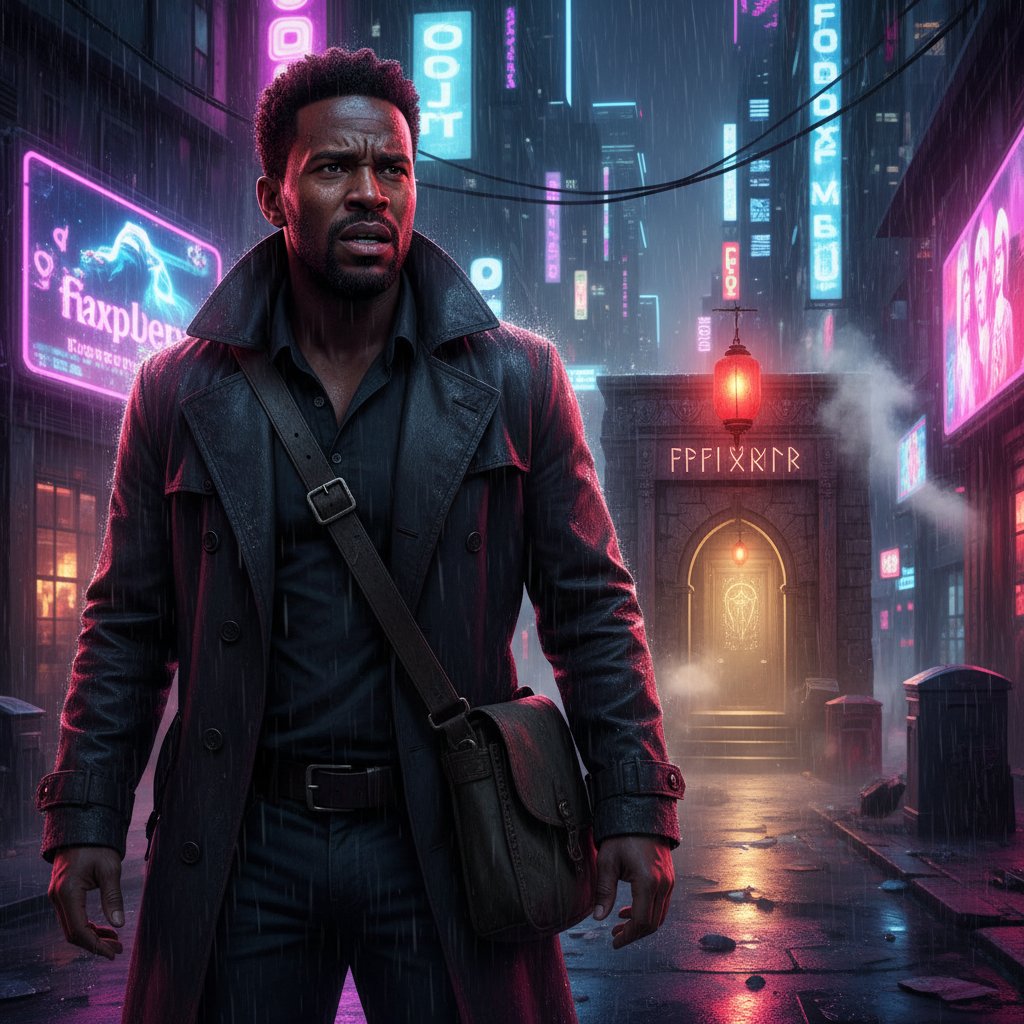 Jamie Foxx in an intense dramatic scene, neon-lit cityscape, moody atmosphere, hidden gem movie vibe