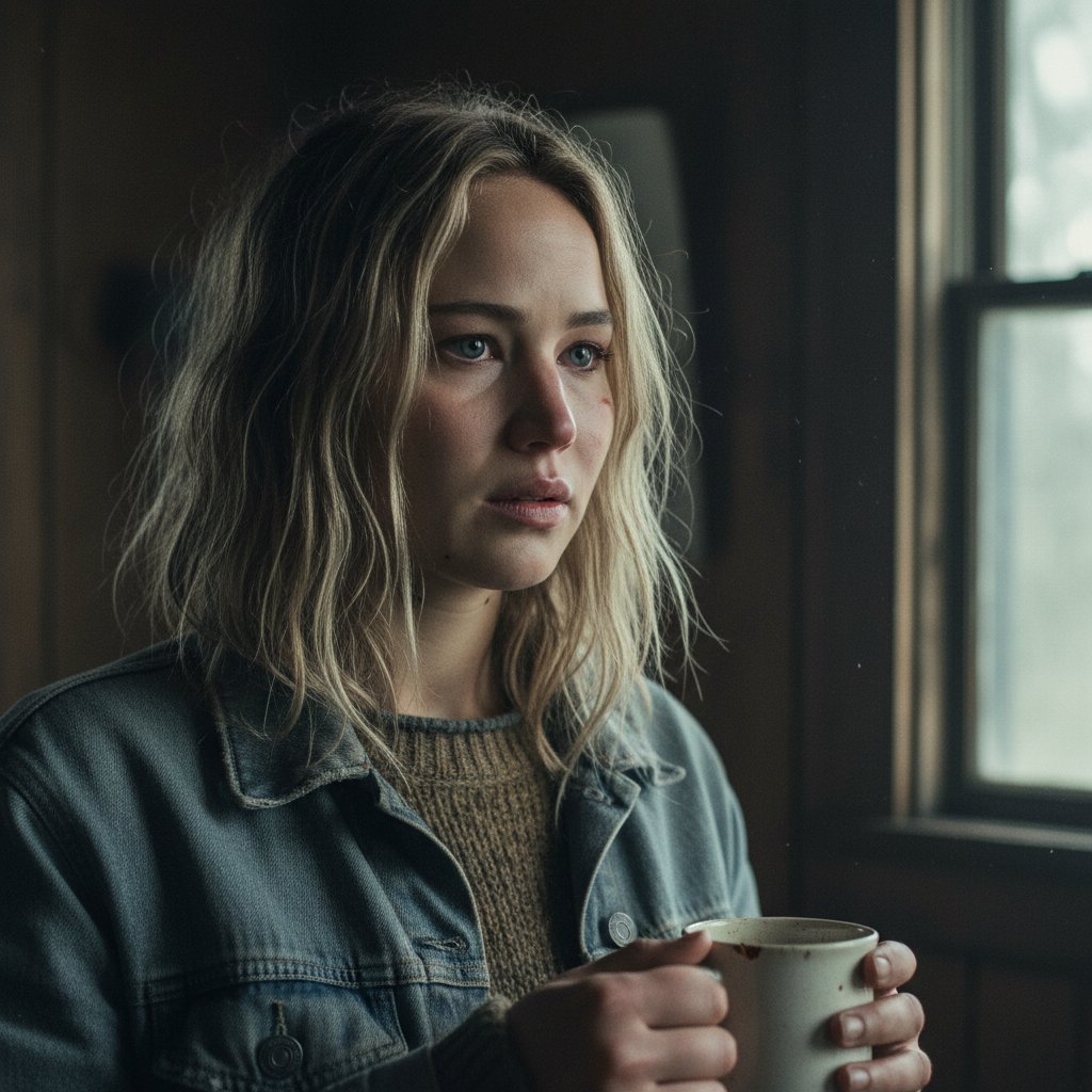 Jennifer Lawrence in an intimate scene from an underrated indie film, showcasing her emotional depth