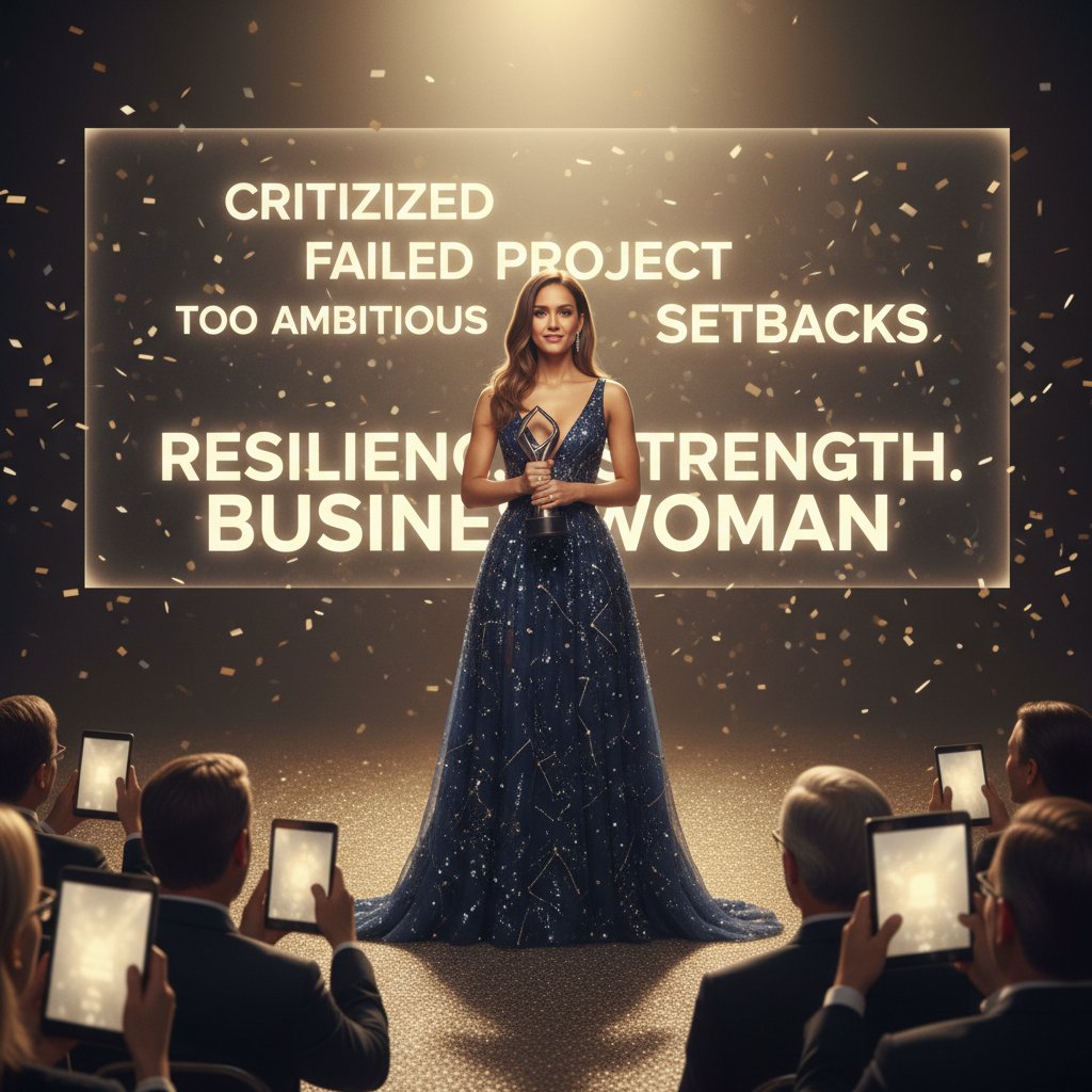 Jessica Alba at an award show, facing criticism with resilience