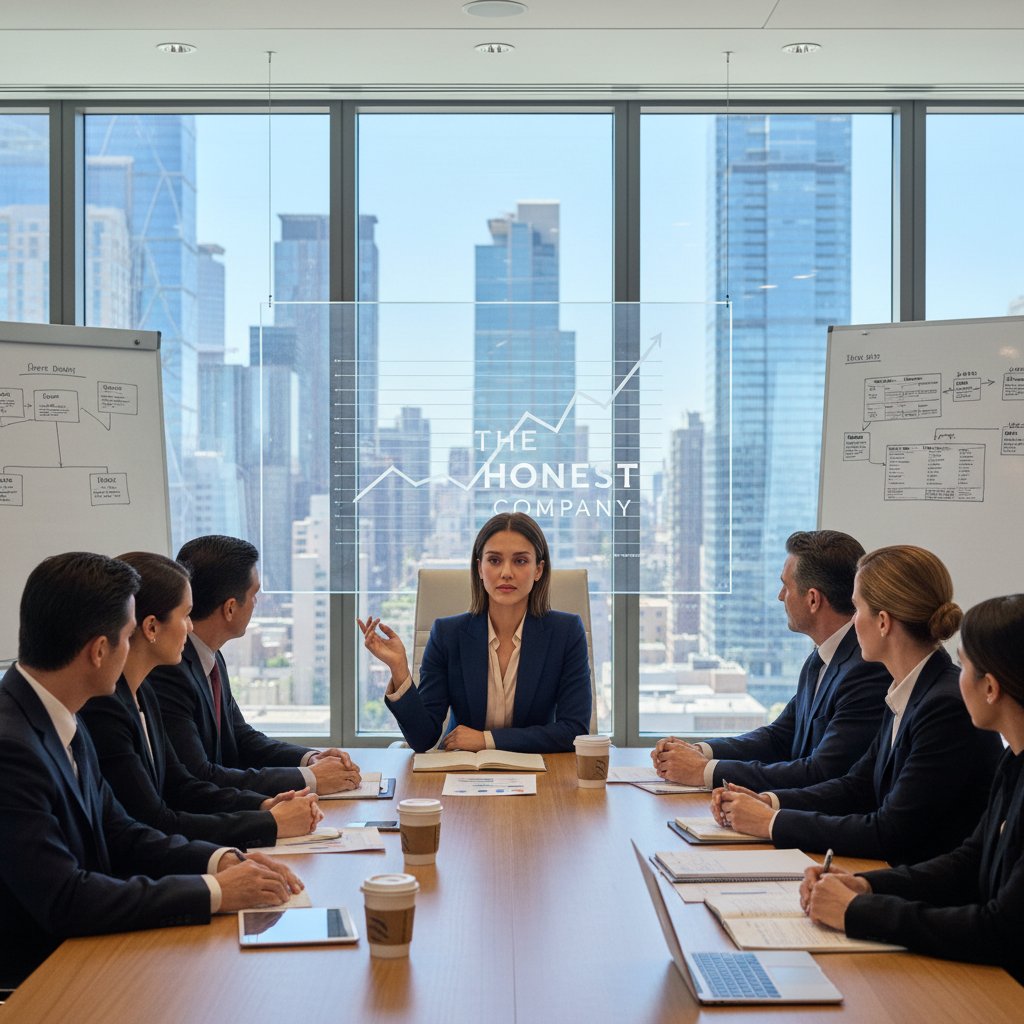 Jessica Alba leading a business meeting, blending Hollywood with entrepreneurship