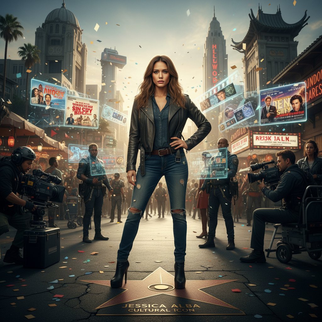 Scene from a Jessica Alba movie representing cultural disruption in Hollywood