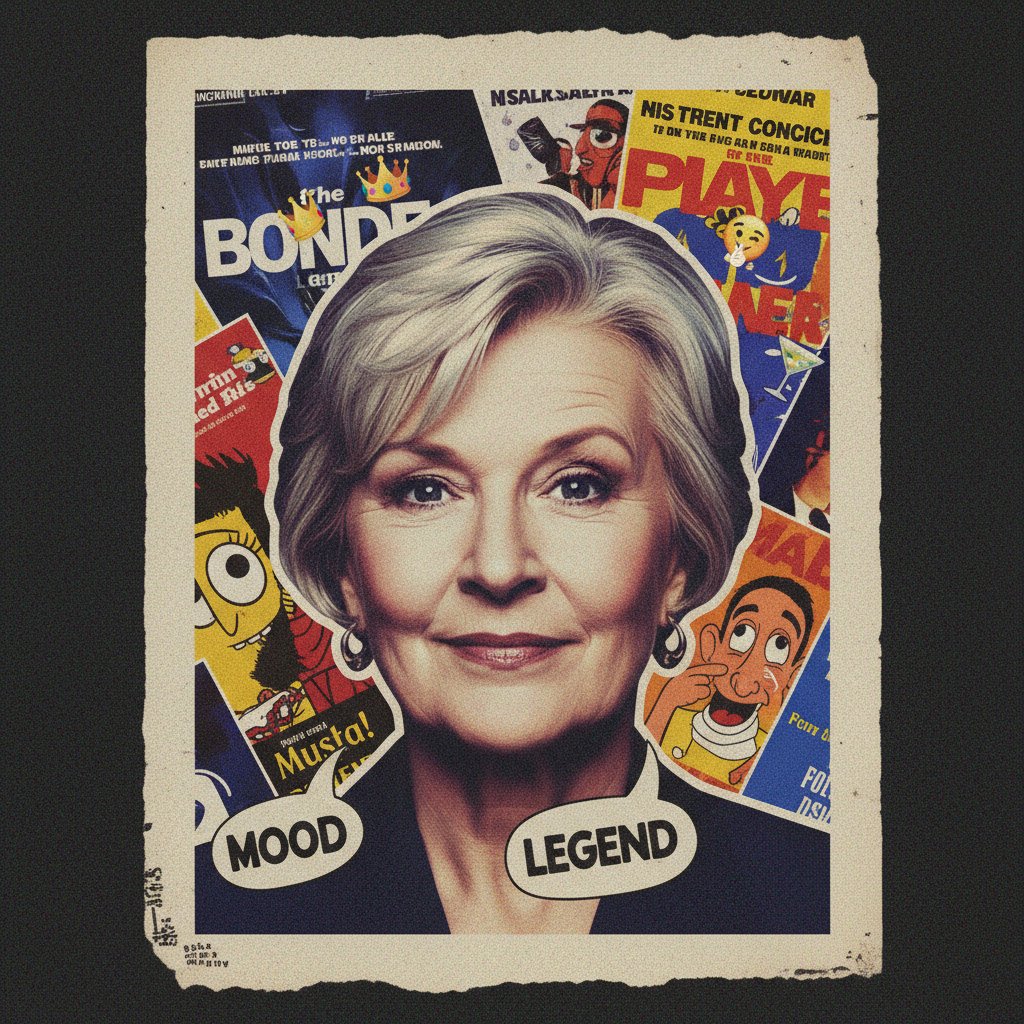 Judi Dench meme art, collage style, pop culture references, digital fan creations