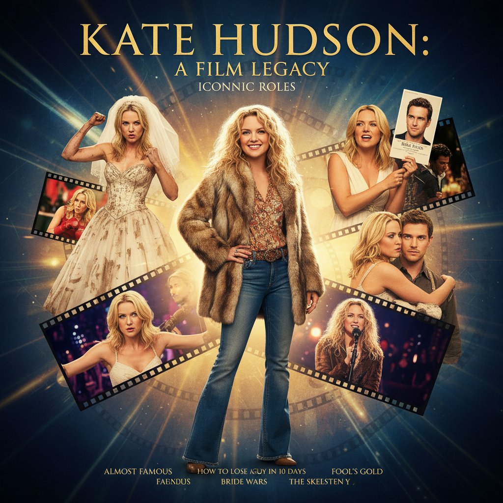 Collage representing Kate Hudson’s film legacy, iconic roles, cinematic montage, Hollywood background