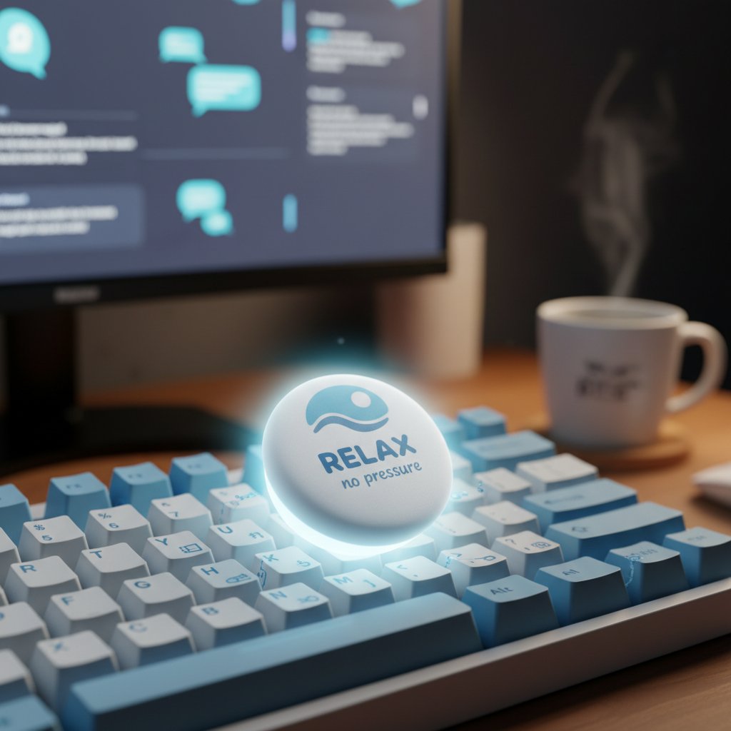 Symboliczne zdjęcie: klawiatura z klawiszem „relax”, podkreślające luz i brak presji w rozmowie online