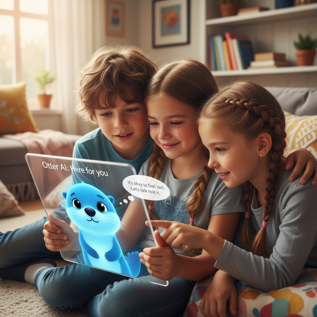Dzieci korzystające z aplikacji AI wspierającej emocje