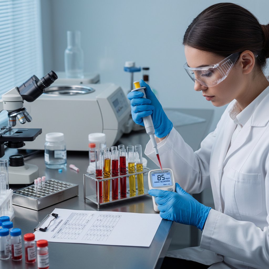 Zdjęcie technika wykonującego analizę krwi w laboratorium