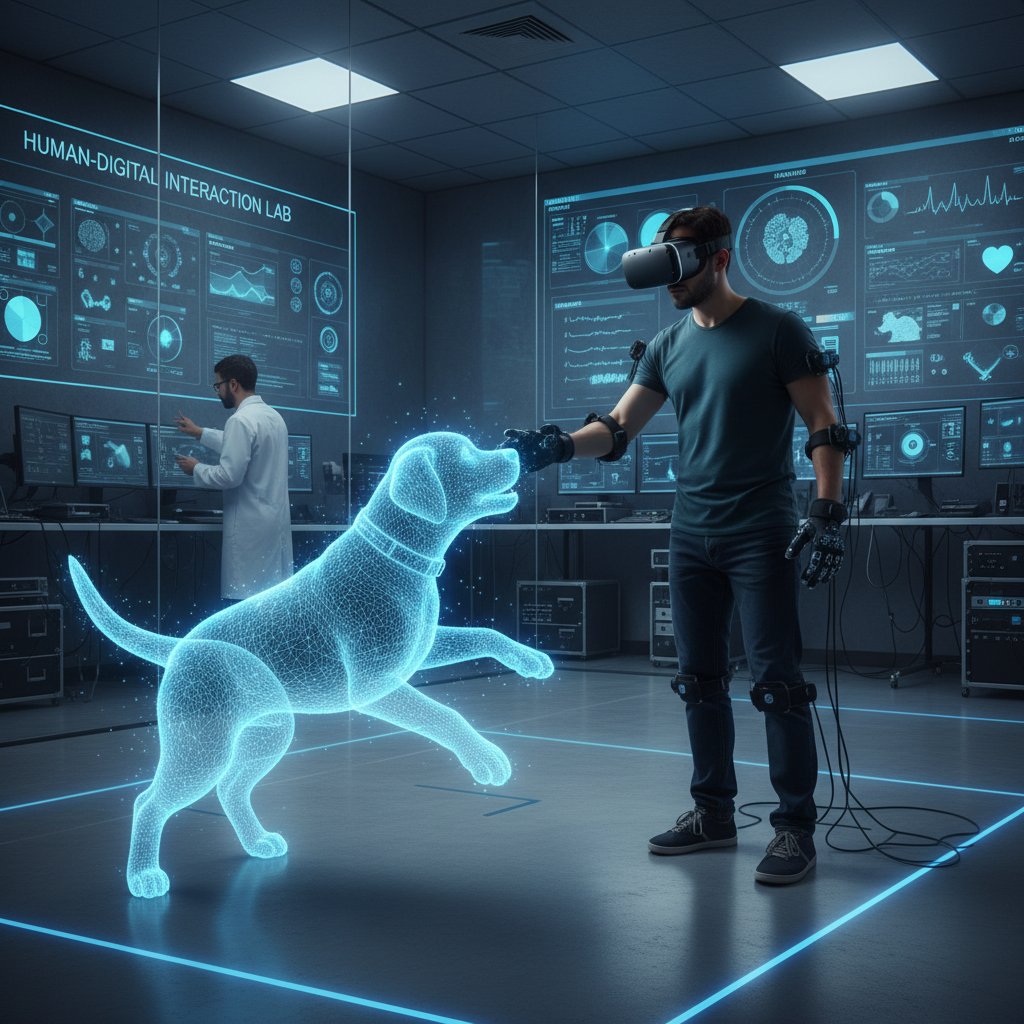 Laboratorium badawcze, w którym testowana jest interakcja człowieka z cyfrowym psem AR