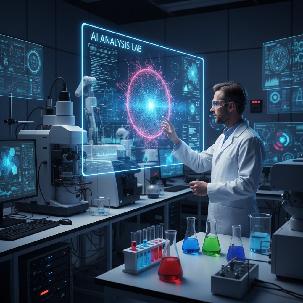 Laboratorium z zaawansowanym sprzętem komputerowym i AI analizującym próbki