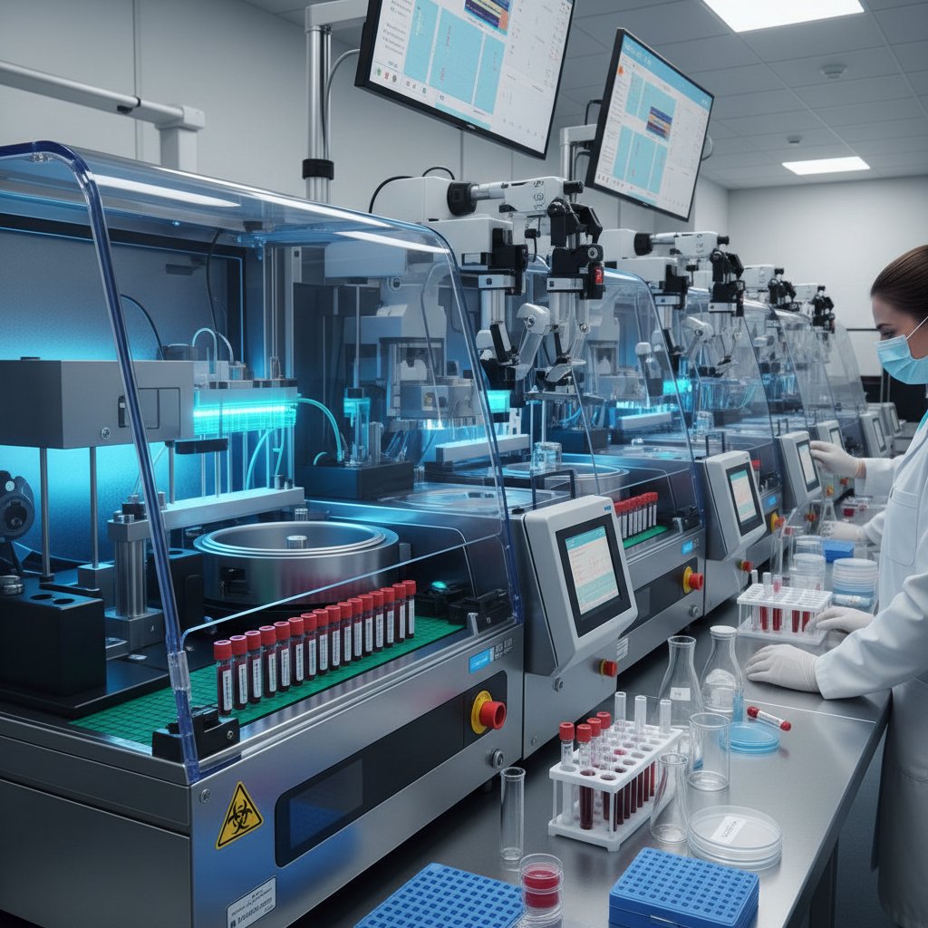 Laboratorium analizujące próbkę krwi pod kątem klirensu kreatyniny