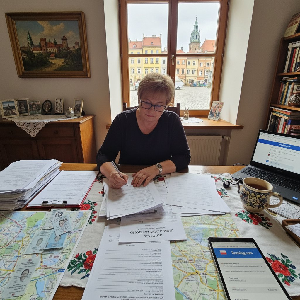 Właściciel mieszkania wypełniający dokumenty rejestracyjne