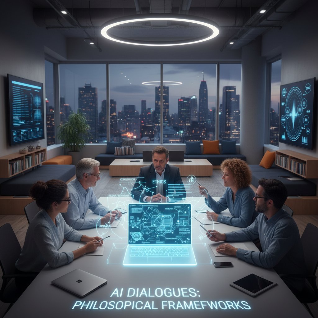 Zdjęcie laptopa z wyświetlonym portalem inteligencja.ai podczas dyskusji grupowej – symbol wsparcia debaty o AI