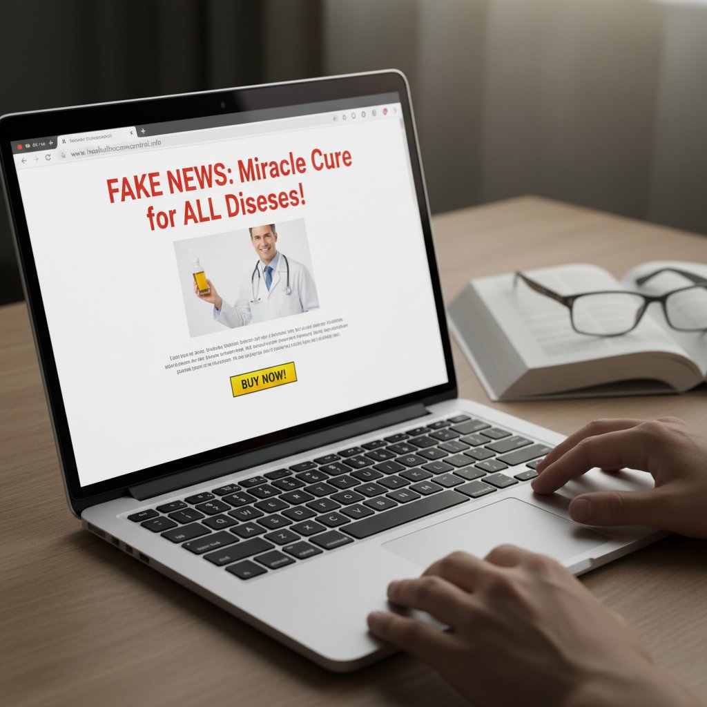 Zbliżenie na ekran laptopa z otwartą stroną o podejrzanym wyglądzie, wyraźne ostrzeżenia w nagłówku