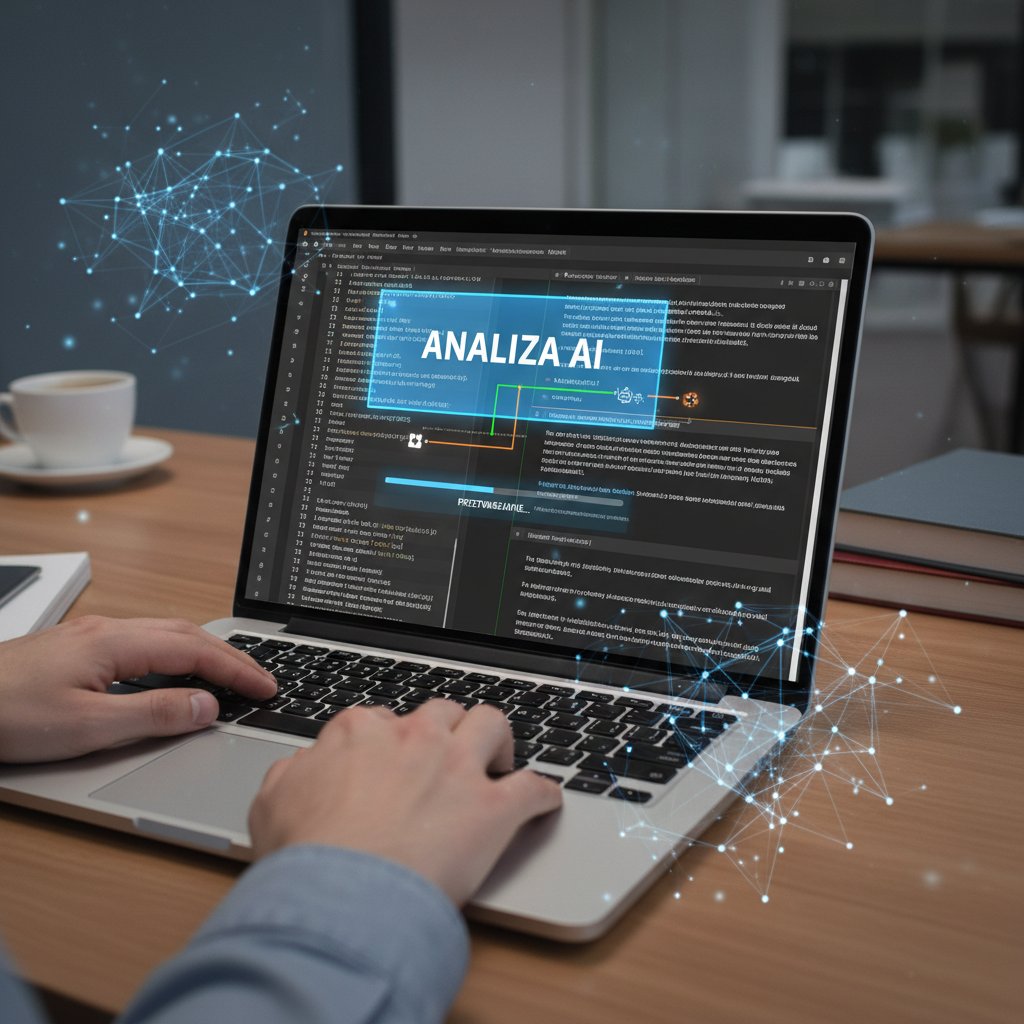 AI analizująca polski język – laptop z otwartym edytorem tekstu